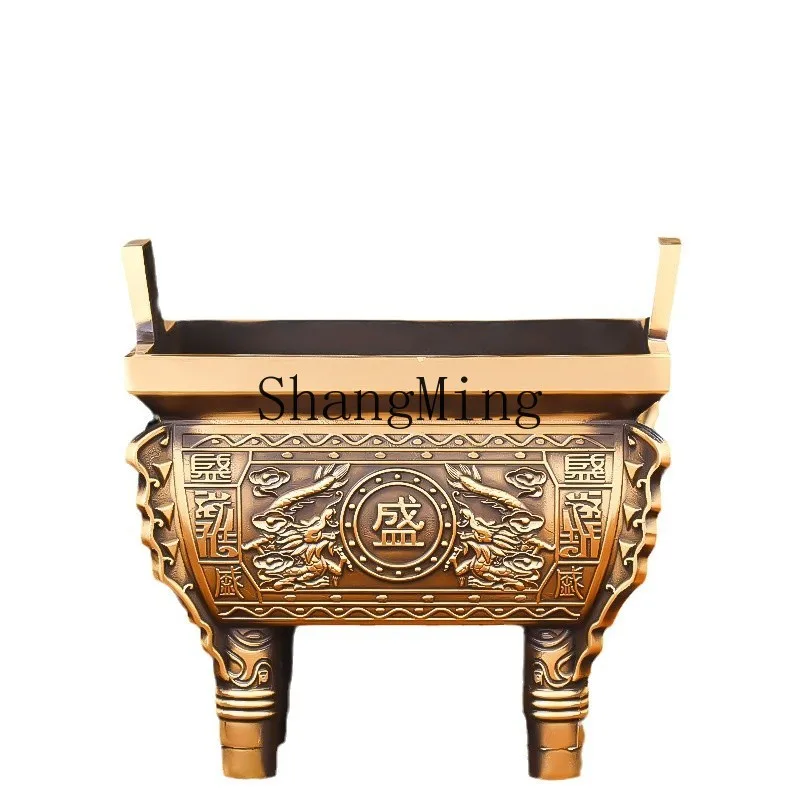 

PYH copper tripod ornament brass square tripod household living room pure copper decoration TV cabinet store