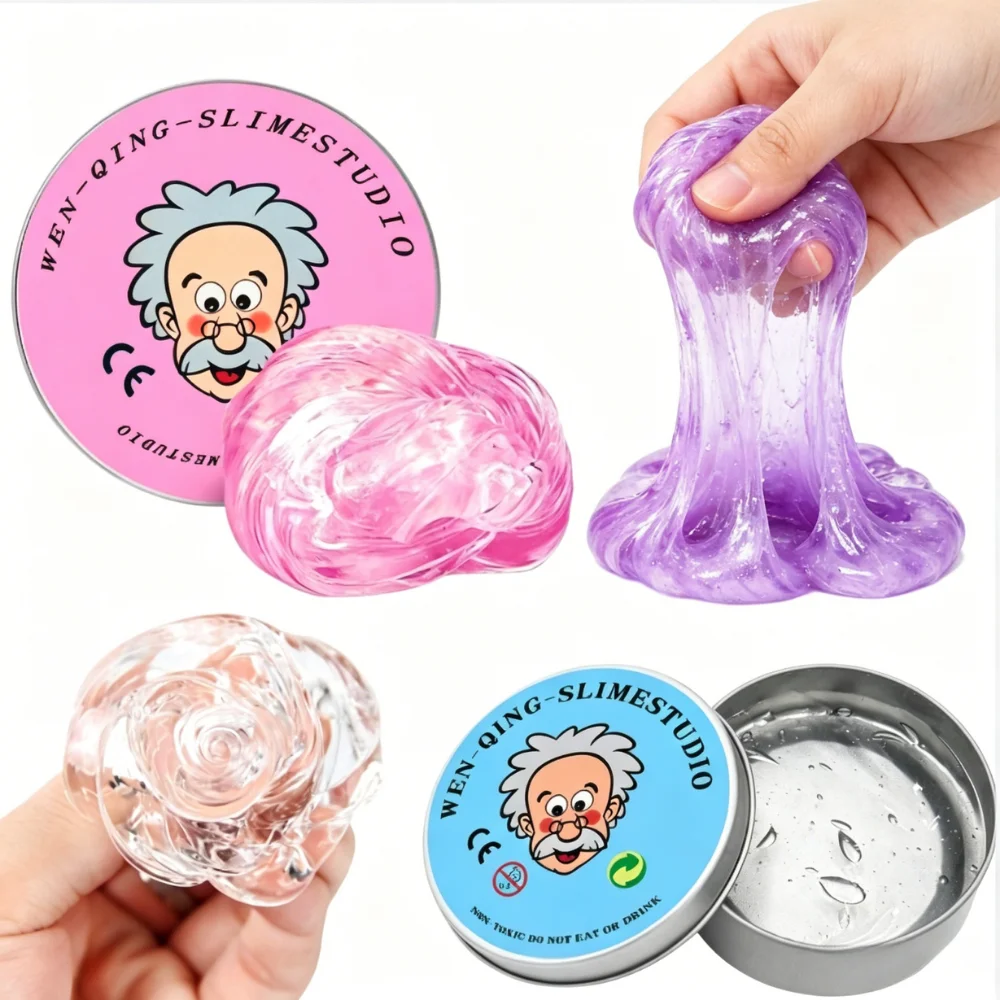 Brinquedos DIY para Alívio do Estresse: Slime Líquido Transparente Cristalino, Massa de Espuma Fofa, Slime Colorido Elástico e Saltitante Seguro para Crianças