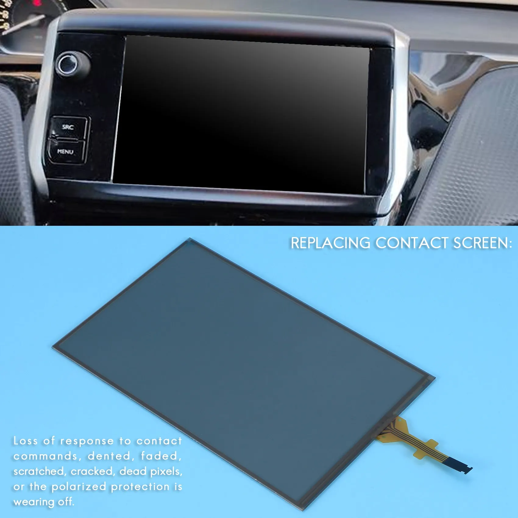 Pantalla de contacto de 7 pulgadas para coche, cristal digitalizador de navegación para 208, 2008, C5, C4L, C3XR, LAM070G004A, GCX156AKM-E