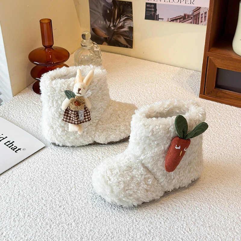 Winter Girls Furry Plush Boots - Kids Outdoor Boots ulasan dan harga