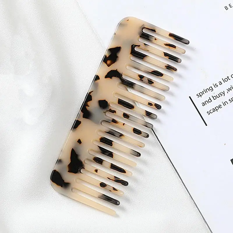 Acetate Hair Comb Antistatic Marbled Small Travel Purse Hair Detangling Comb Wide Tooth Comb Handmade Saw-Cut Polished Hair