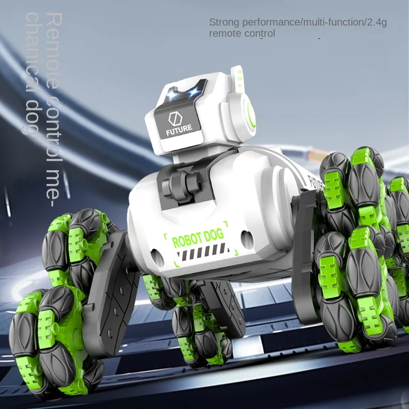 Rc Robot Hond Spuitlichten Muziek Dubbele Afstandsbediening Intelligente Stunt Mechanische Hond 360 Drift Rotatie Kinderen Speelgoed Jongens Cadeau