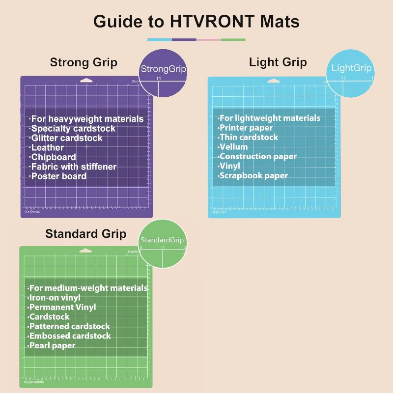 Fromthenon 3pcs Cutting Mat 12x12 Inch Lettering Machine Fabric Sticky Cutting Tool PVC Cutting Board Base Bonding Plate Mats