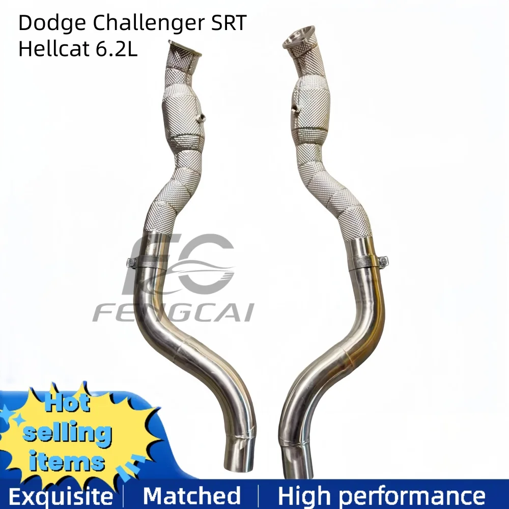 

Stainless steel exhaust downpipe for Dodge Challenger SRT Hellcat 6.2L 2015+ exhaust pipe catalytic converter with Cat