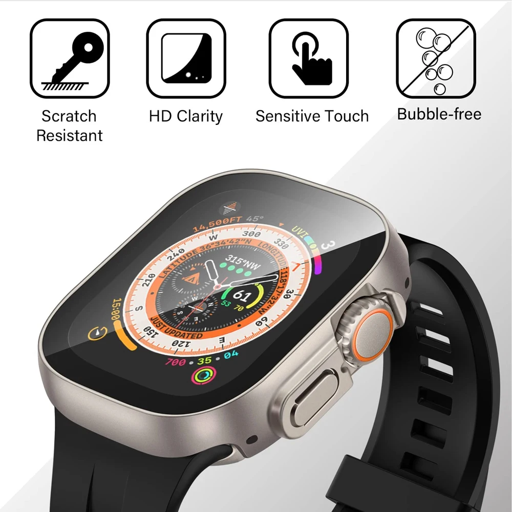 Abdeckung für Apple Watch Ultra 2 3 Gehäuse 49 mm Zubehör PC stoßfeste Stoßstange + gehärtetes Glas Displayschutzfolie iwatch Serie Ultra3 – Detail 2