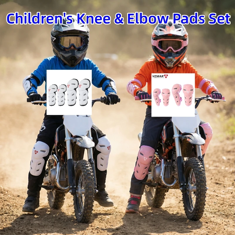 VEMAR Kids Motocross Anti-fall Riding Protective Gear Fashion Children's Moto Riding Sports Motorcycle Elbow Guard Knee Pads Set