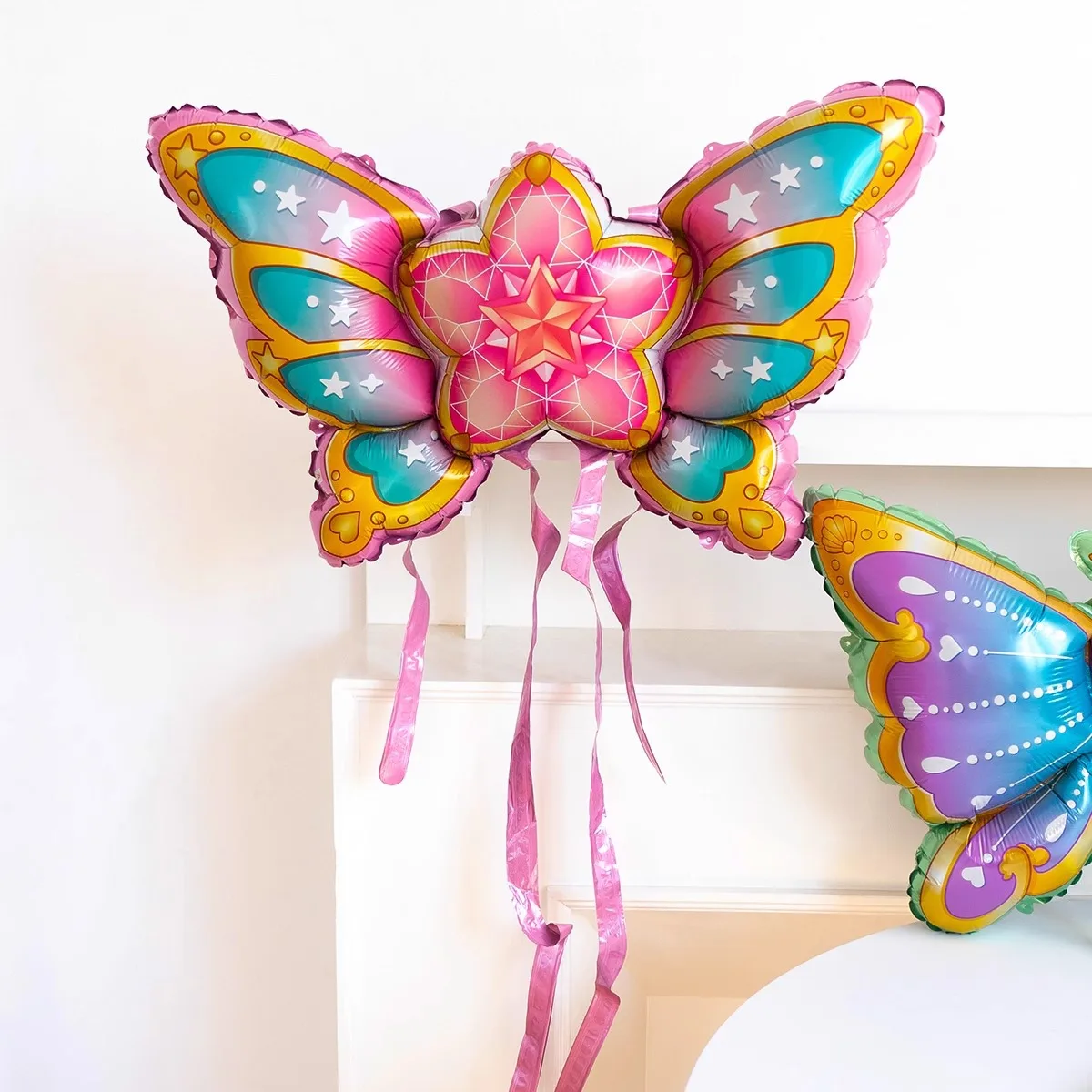 

Angel Butterfly Wings Balloon Stick Inflatable Headband for Girls Birthday Party Decor Toy Aluminum Film Ballons Decoration