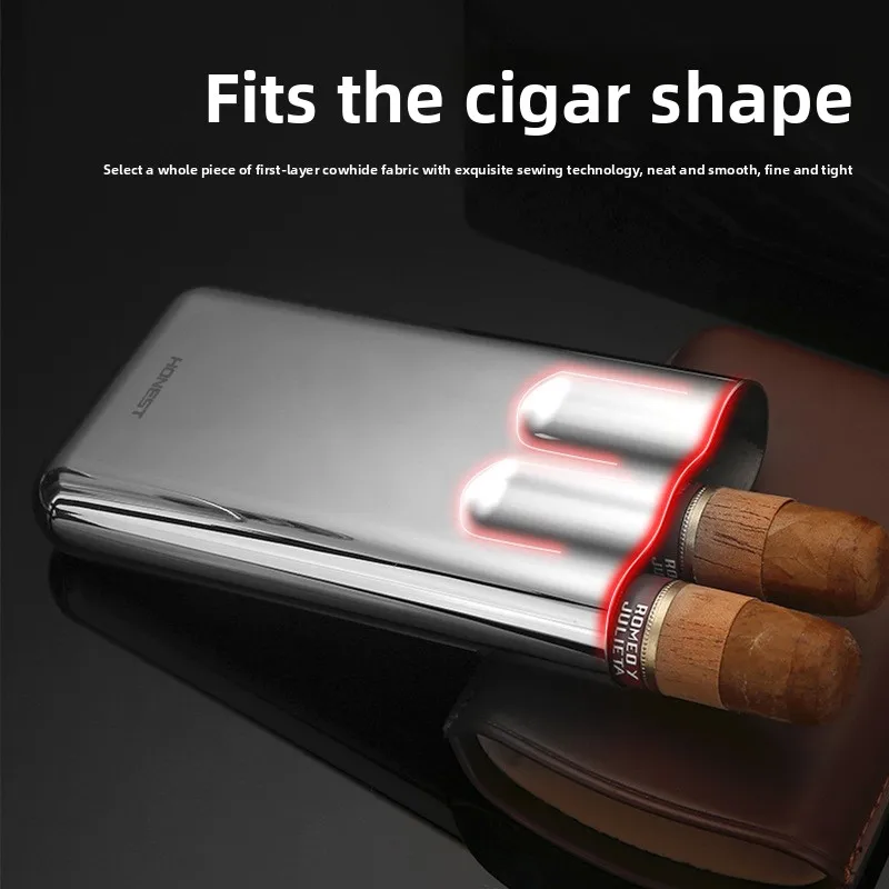 

Диаметр 25 мм, тройная трубка для сигар, трубка для увлажнения сигар из натуральной кожи из нержавеющей стали, портативный набор сигар, подарок для сигарет