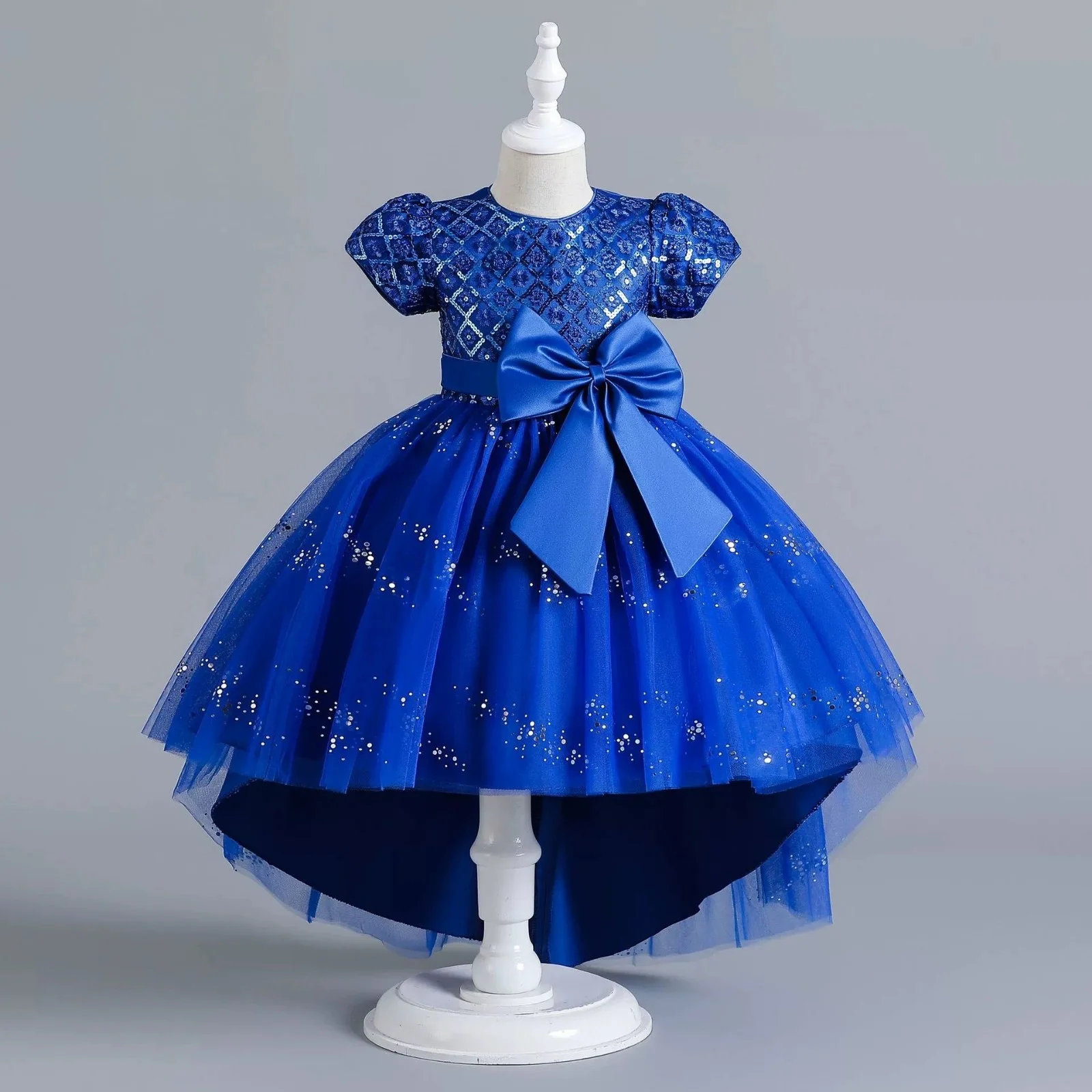 

New Child Clothing Bow Party Dress Suitable For Girls' Sequin Birthday Dress Piano Performance Outfit Kids Clothes