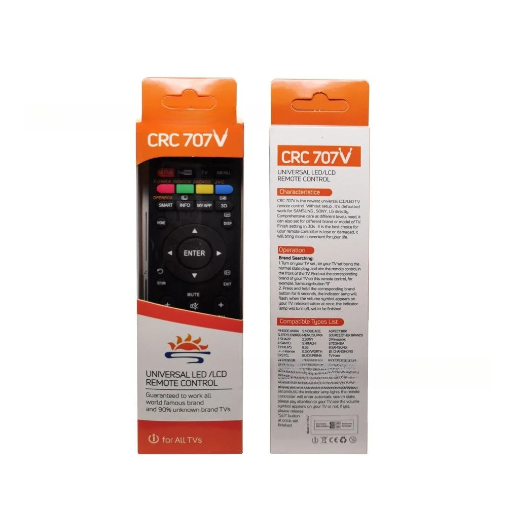 "CRC707V Universal Smart Remote Control - LCD Display & Infrared for Multi-Brand TVs"