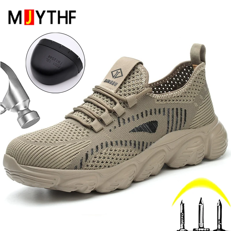 

Летняя дышащая мужская рабочая обувь, защита от ударов и проколов, рабочие кроссовки, обувь со стальным носком, нескользящая неразрушимая обувь