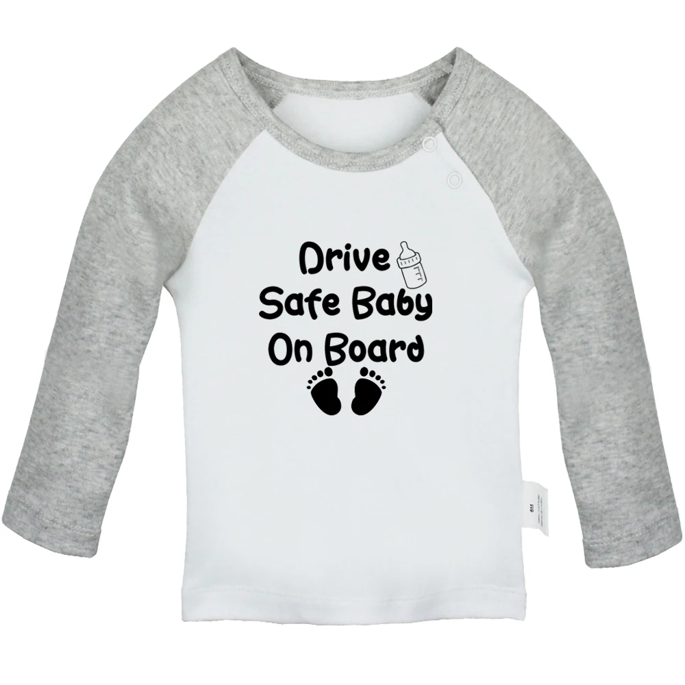 

Drive Safe Baby On Board Fun Baby T-shirts Cute Boys Girls Tops Infant Long Sleeves T shirt Newborn Soft Clothes Kids Presents