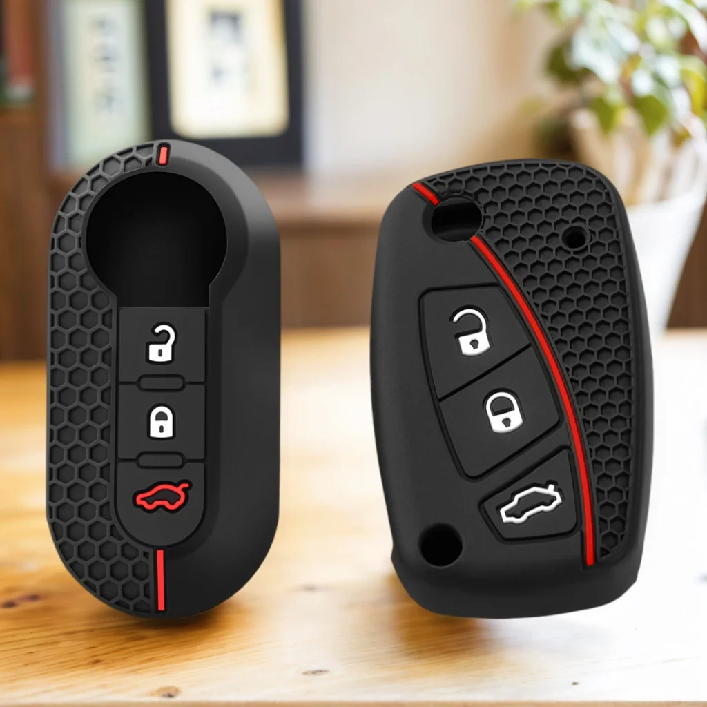 For FIAT 500 Panda Idea Stilo Ducato Punto Bravo Grande Minibus Doblo Fashion Car Key Case Cover Protected Silicone Fob