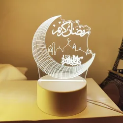 E5 Muslim 3D Led Night Light Festival Eid Mubarak Decorative Lamp Ramadan Ornament Bedroom Decoration USB Power Holiday Lighting