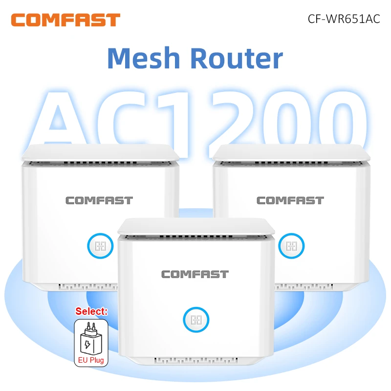 Comfast MESH Router AC1200 Gigabit WiFi Router 2.4G&5GHz 4*5dBi 11AC Full House Coverage One-click Mesh Wireless Extender