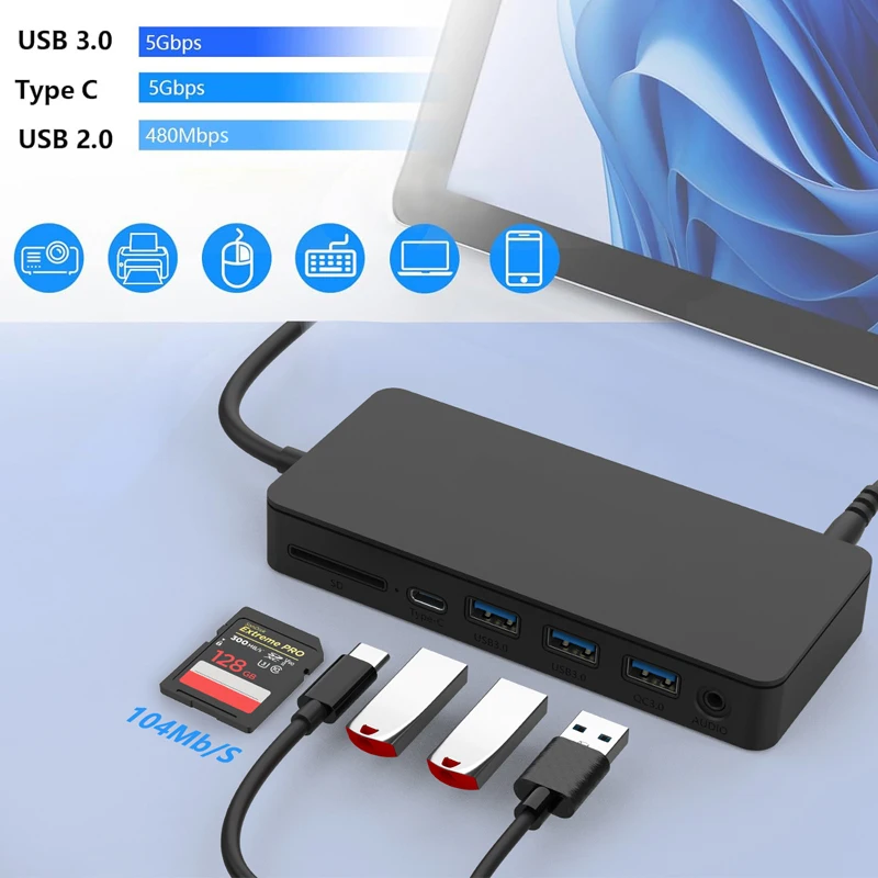 

Usb hub Splitter Extender card reading 12 in 1 Surface Multi-function docking station computer expansion dock Gigabit Ethernet