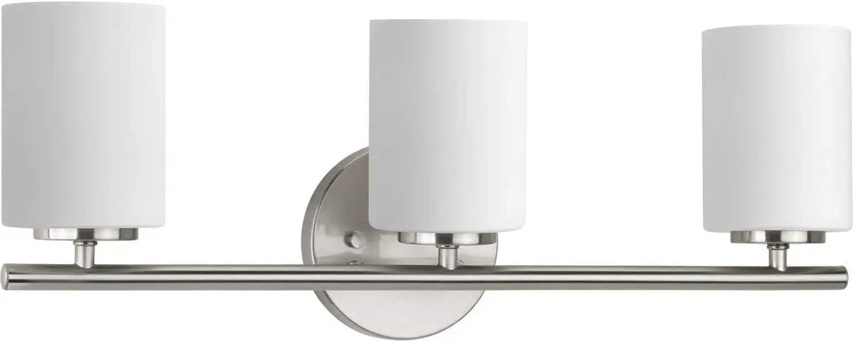 

3-Light Etched Glass Modern Bathroom Vanity Light in Brushed Nickel Finish