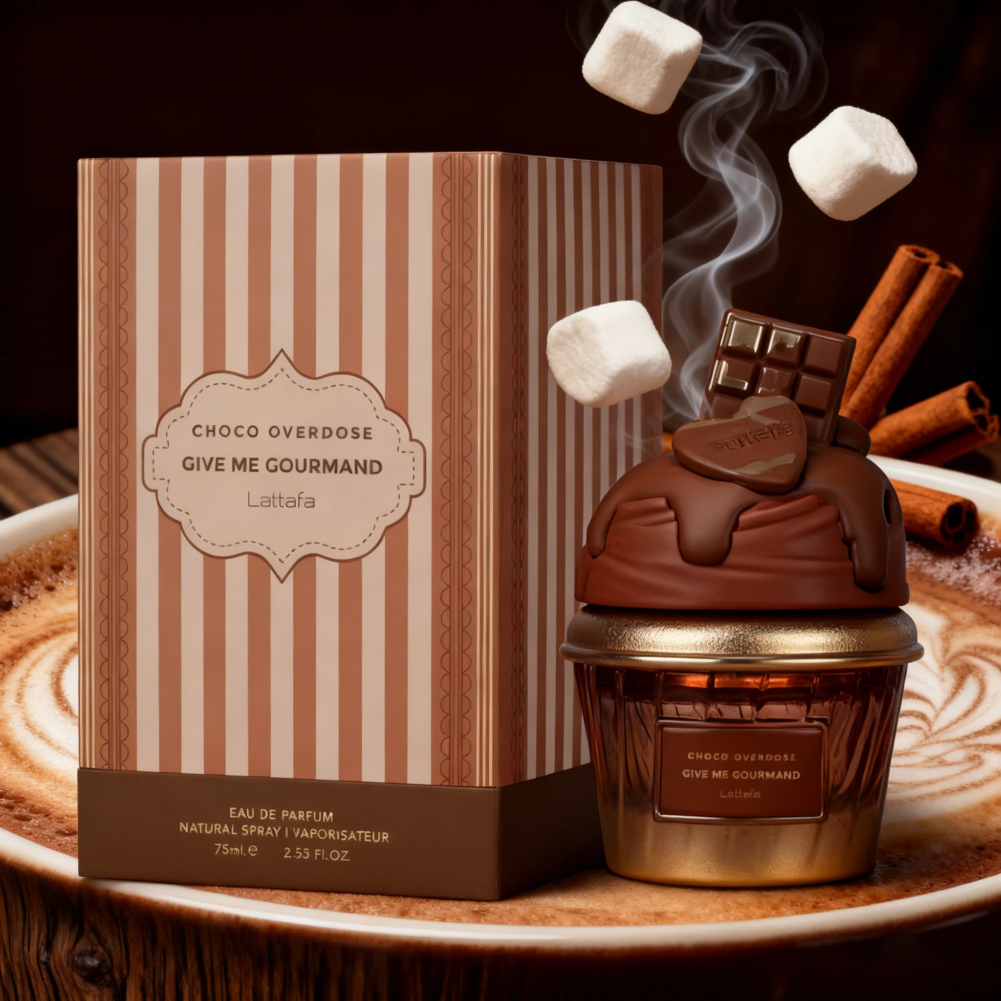 

Lattafa Give Me Gourmand Choco Overdose 75 мл парфюмерный спрей EDP, стойкий аромат, подходит для ежедневного использования