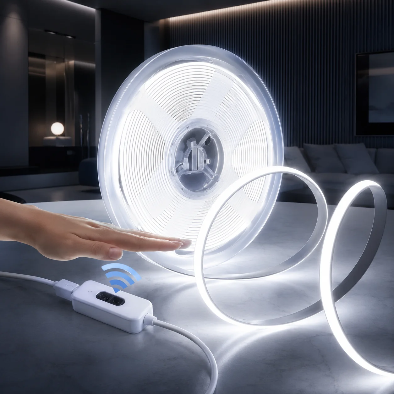 COB LED Strip Light 5V USB Hand Sweep Sensor Switch&Push Switch 1M-5M Tape Lamp Dimmable Flexible Lights For Room Lightings