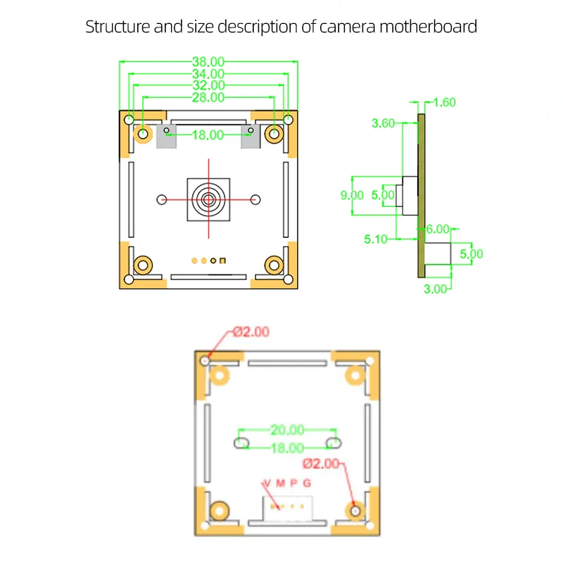 90度歪みのない4K高解像度カメラモジュール、1600万ピクセル4608 * 3456固定焦点IMX298センサー記録