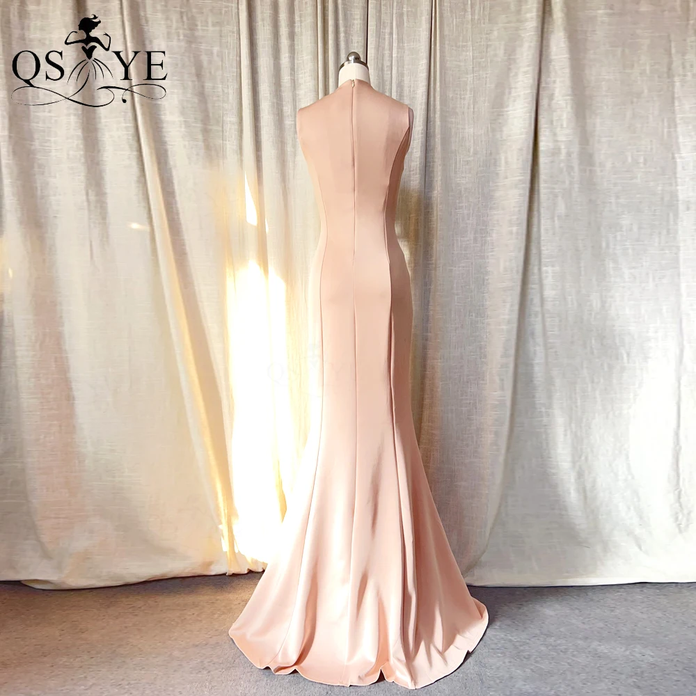 Robe de soirée sirène en satin pour mère, robe de Rhchampagne simple, longue robe de soirée, robe de soirée en fibre, robe de convenance pour la fête