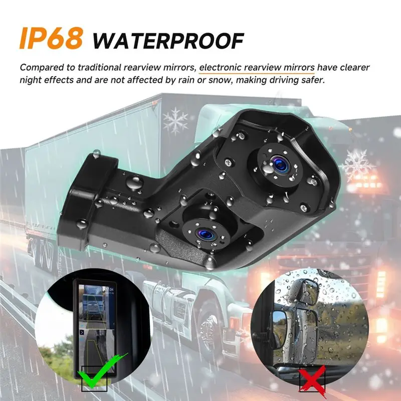 A76T-10.36Inch Car Side View Vertical Monitor For Truck Bus Rearview Mirror Touch Screen 2 Channel DVR IP68 Recorder - view 6