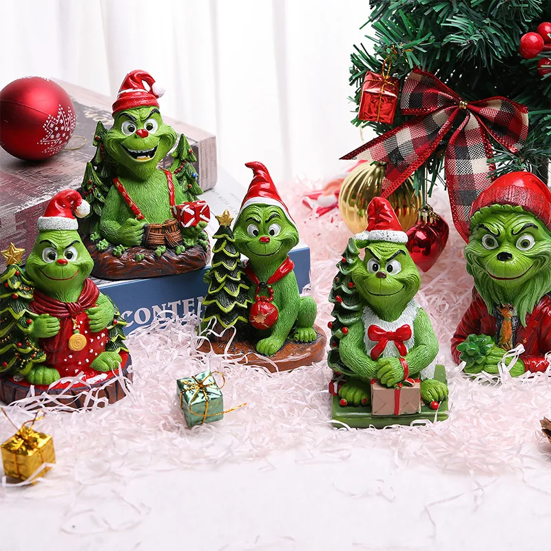 

In Stock Christmas The Grinch Resin Ornaments Christmas Atmosphere Scene Decoration Resin Crafts Ornaments Cute Xmas Gifts Toys