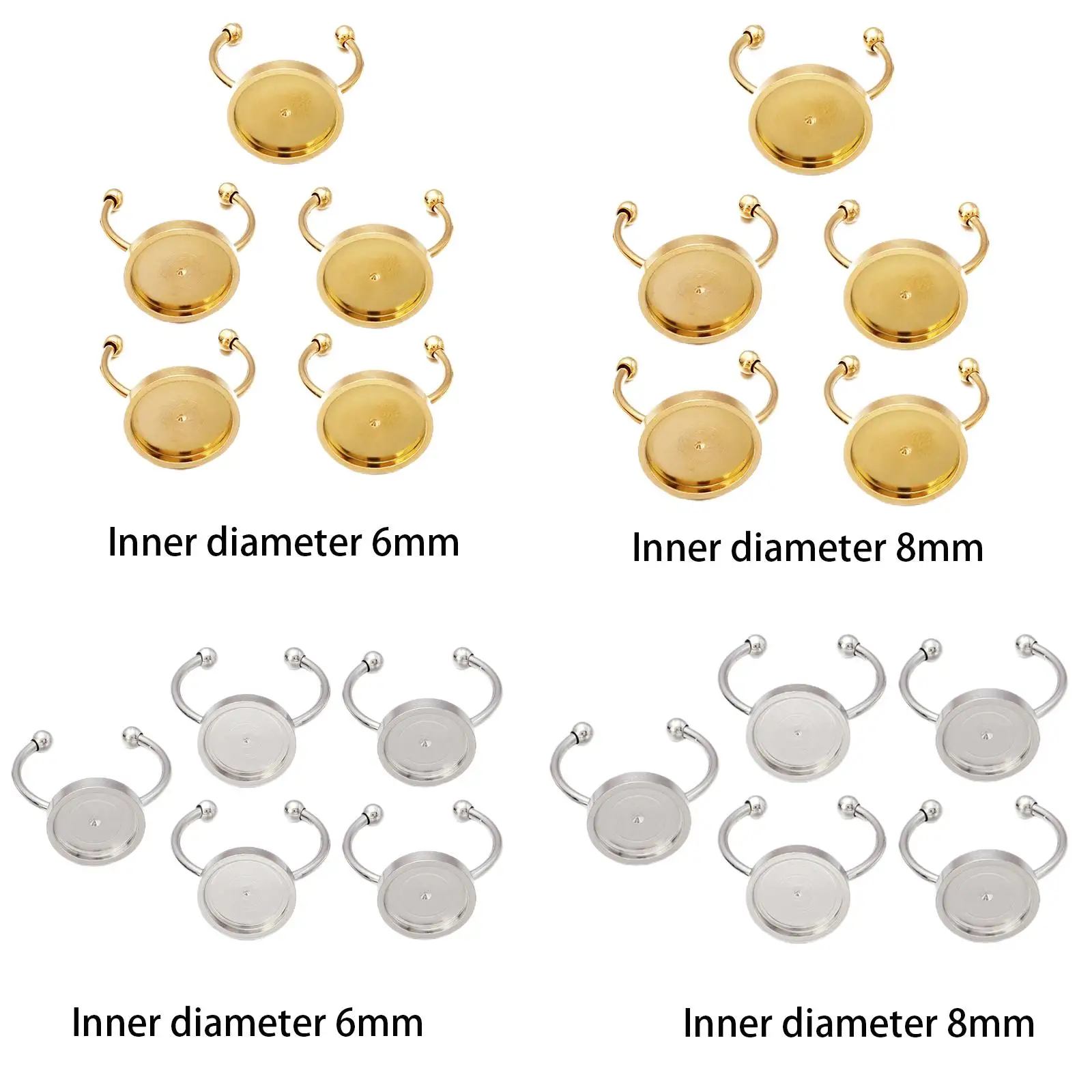 Aço inoxidável Anéis Base Configuração, Jóias Fazendo Suprimentos, 5Pcs