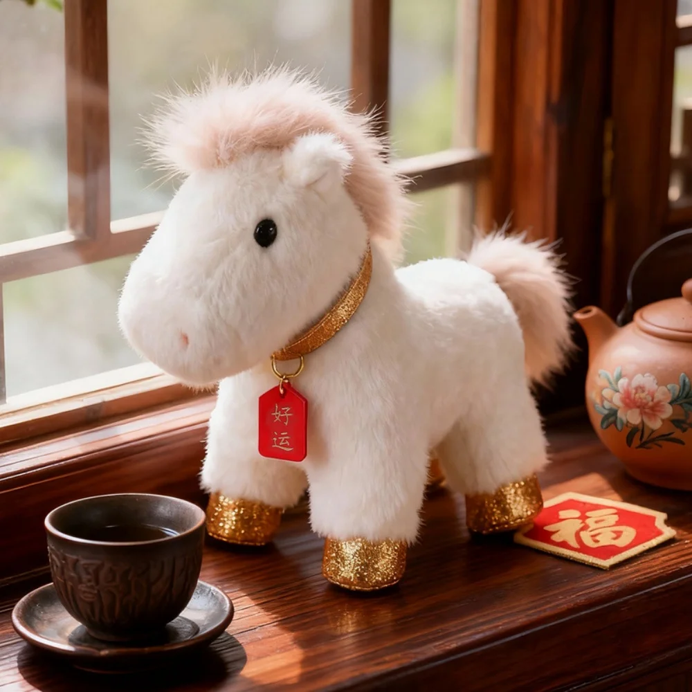 Adorabili giocattoli di peluche Pony fortunato Peluche morbido Cartone animato Cavallo Ciondolo Bambola Capodanno cinese Benedizione Souvenir Bel regalo