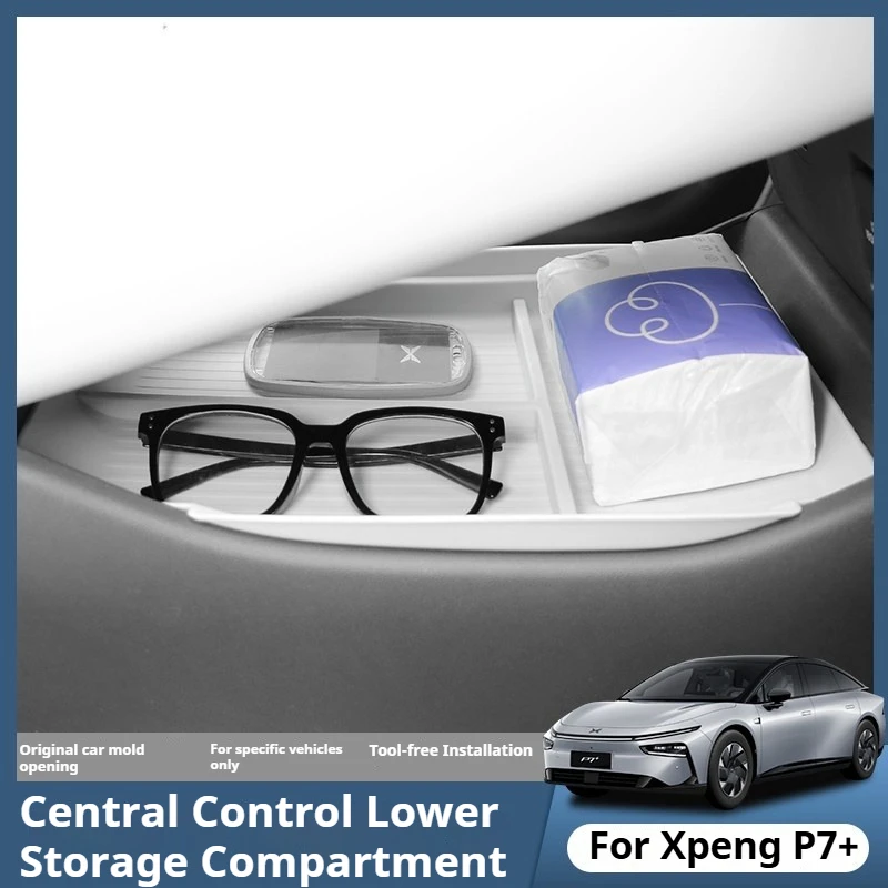 For Xpeng P7+ Central Armrest Lower Storage Box Divider Organizer Partition Tray Interior Modified Car Accessories