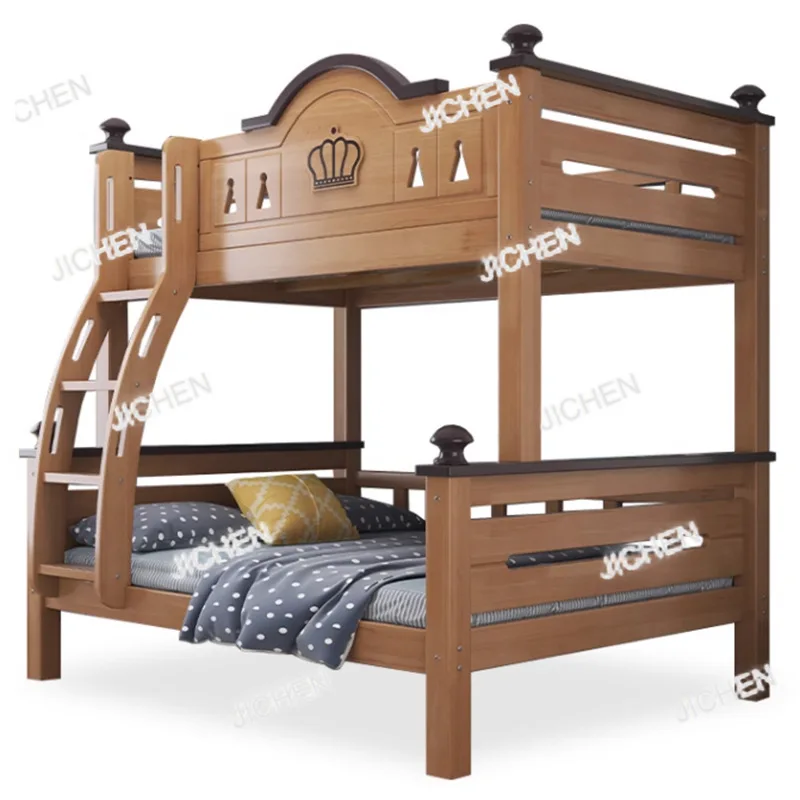 

All solid wood double-layer high and low bed adult upper and lower small apartment upper and lower beds bunk beds deposit