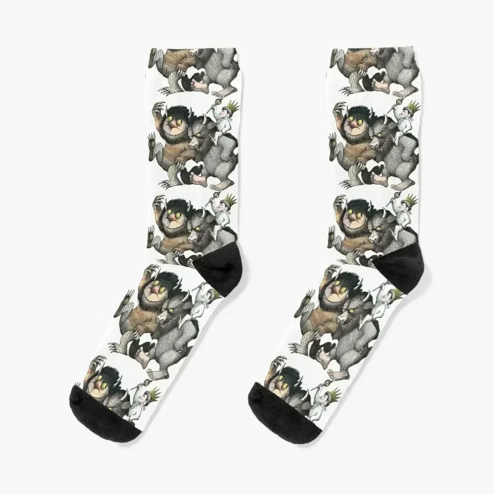 Wild Things Romp Graphic Socks Rugby hiking shoes crazy Men Socks Women's