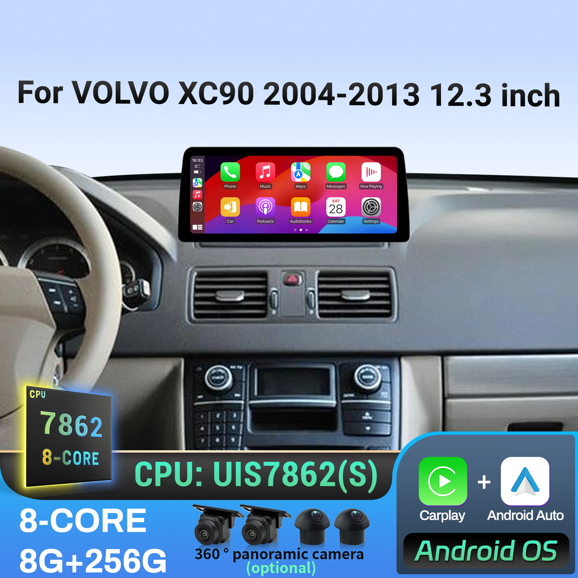 

12.3 inch For VOLVO XC90 2004 2005 2006-2013 Car Radio Android Multimedia Wireless Carplay Navigation Stereo Head Unit Screen