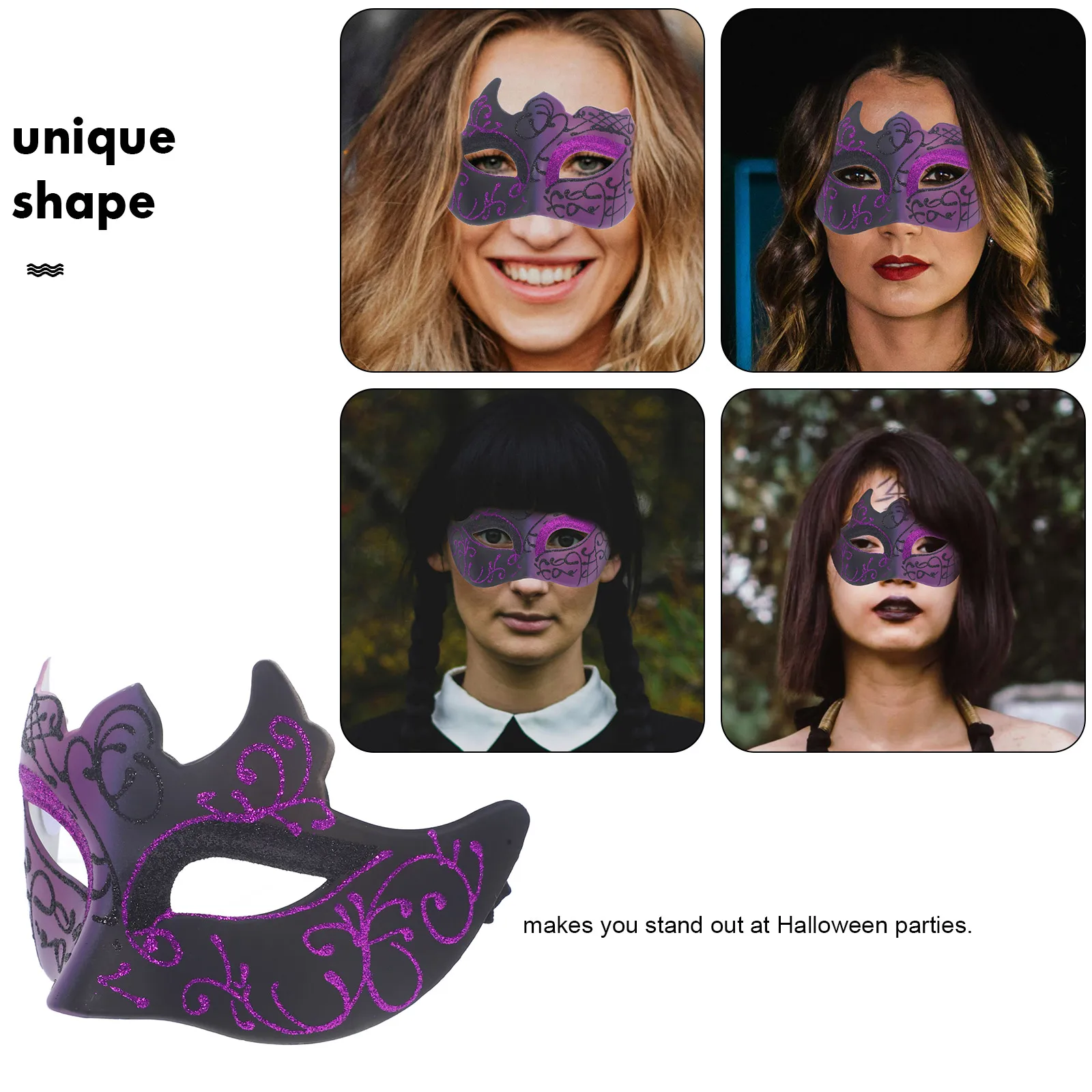 ทาสีหน้ากากครึ่งหน้าทองสีม่วง Masquerade Party อุปกรณ์เสริม Reusable ฮาโลวีนเครื่องแต่งกาย Prop หน้ากากผู้หญิงผู้ชาย Carnival ของเล่น