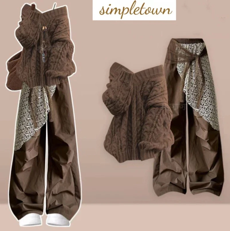 

Fashion Women's Set for Autumn and Winter New High-end Temperament Sweater+design Casual Pants Two-piece Set