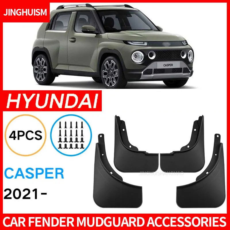 Guardabarros para Hyundai Casper 2021-2024, Material ABS Negro, Protección para Neumáticos, Accesorio de Estilo Exterior para Vehículo