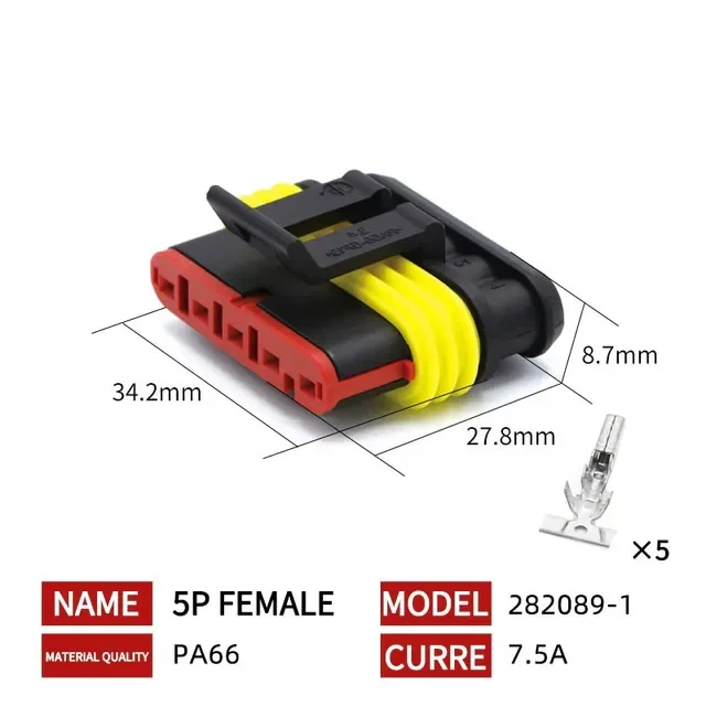 NONE 20/50/100Sets 1,5 Serie AMP Automobilanschlüsse 1/2/3/4/5/6 Pin Super Seal Wasserdichter elektrischer Kabelstecker PA66 Nylon 6
