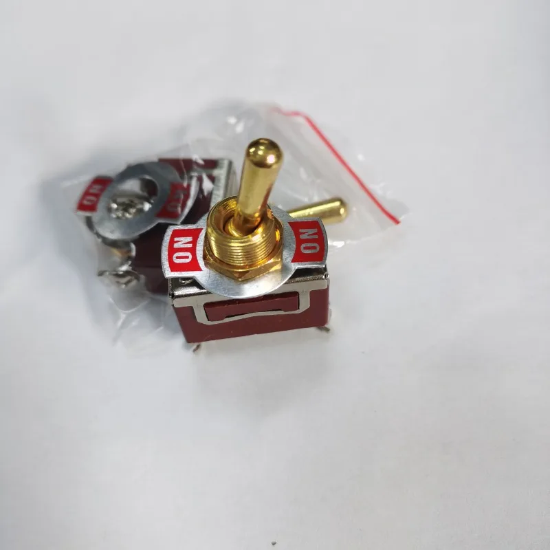 Latching Brass Toggle Rocker Switch 3 Pin 3 Position ON OFF Toggle Switch Self-locking Self reset