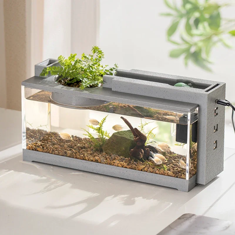 Mini Aquarium Fish Tank Kit Multi-functional Creative Filter USB Silent Water Circulation Office Desktop Home Furnishings