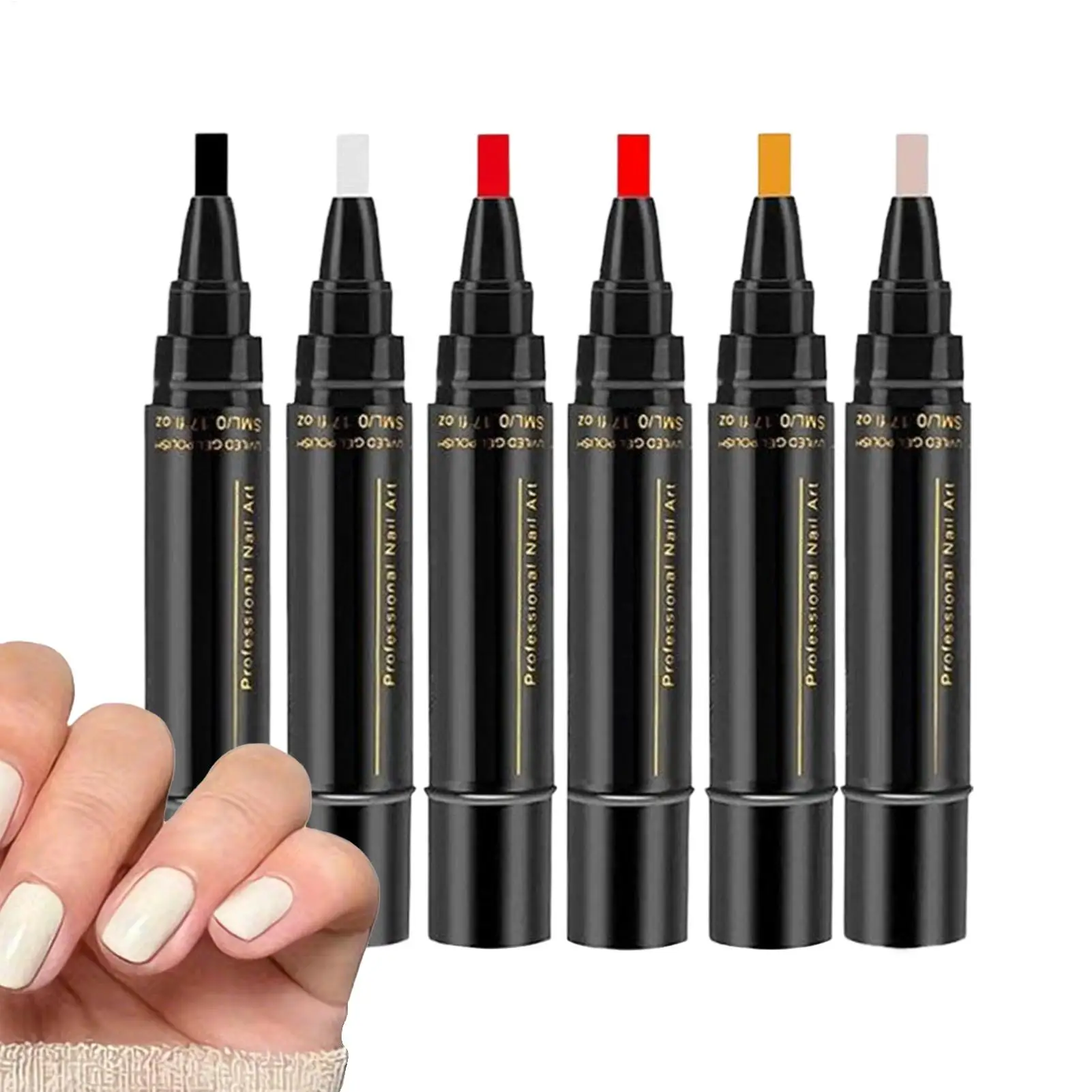 Long Lasting Nail Polish Pens 6-Piece Quick Dry Beauty Supplies Nail Paint Pens for Girls Women Teens Mothers Practice Salon
