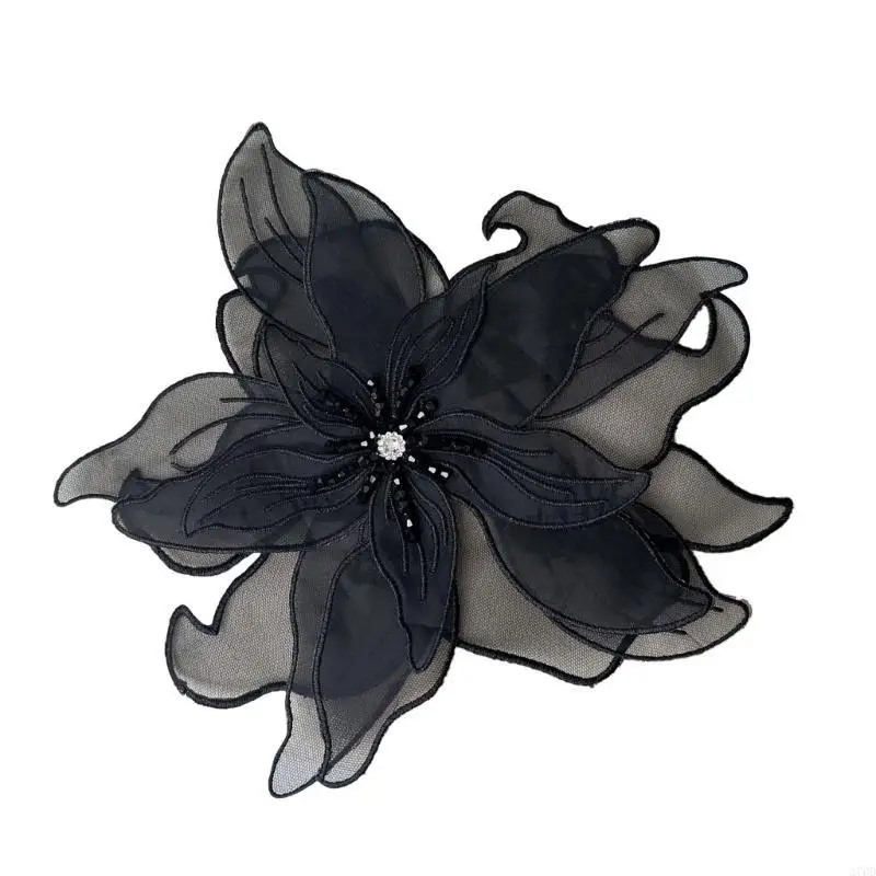 270D Blumen-Nähflicken, elegante Blumen-Perlen-Applikation zur Dekoration, übergroße Applikationen, zum Aufnähen von Kleidern