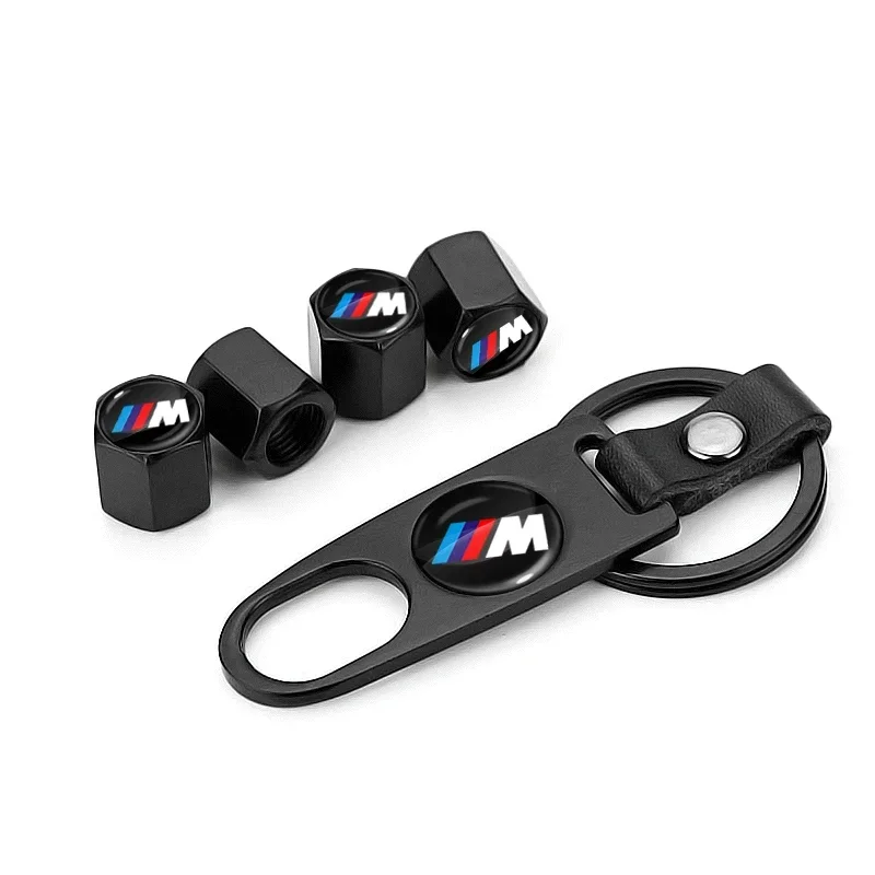 Fashion Car Tire Valve Caps with Car Badge Keyring Keychain Set For BMW E53 E70 E71 E72 E83 X1 X2 X3 X4 X5 X6 X7 E84 F48 F49 F39