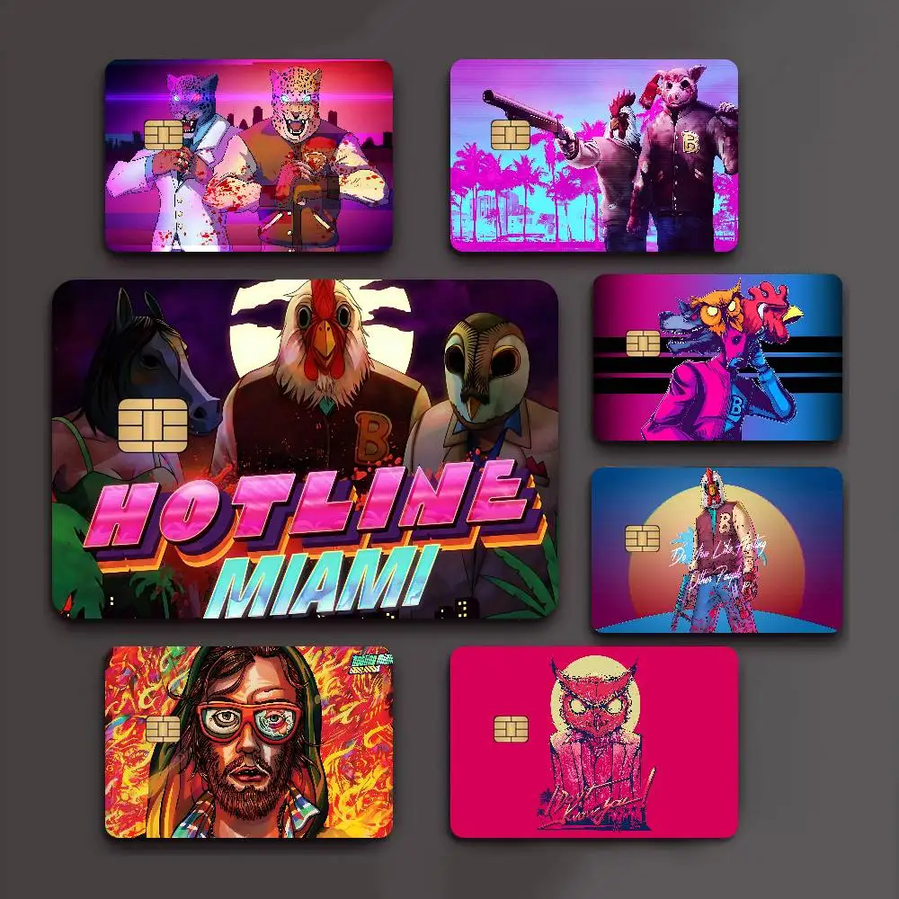 Popular Classic Game H-Hotline Miami Game Anime Sticker Film Skin Cover Case For Small Large No Chip Debit Credit Card