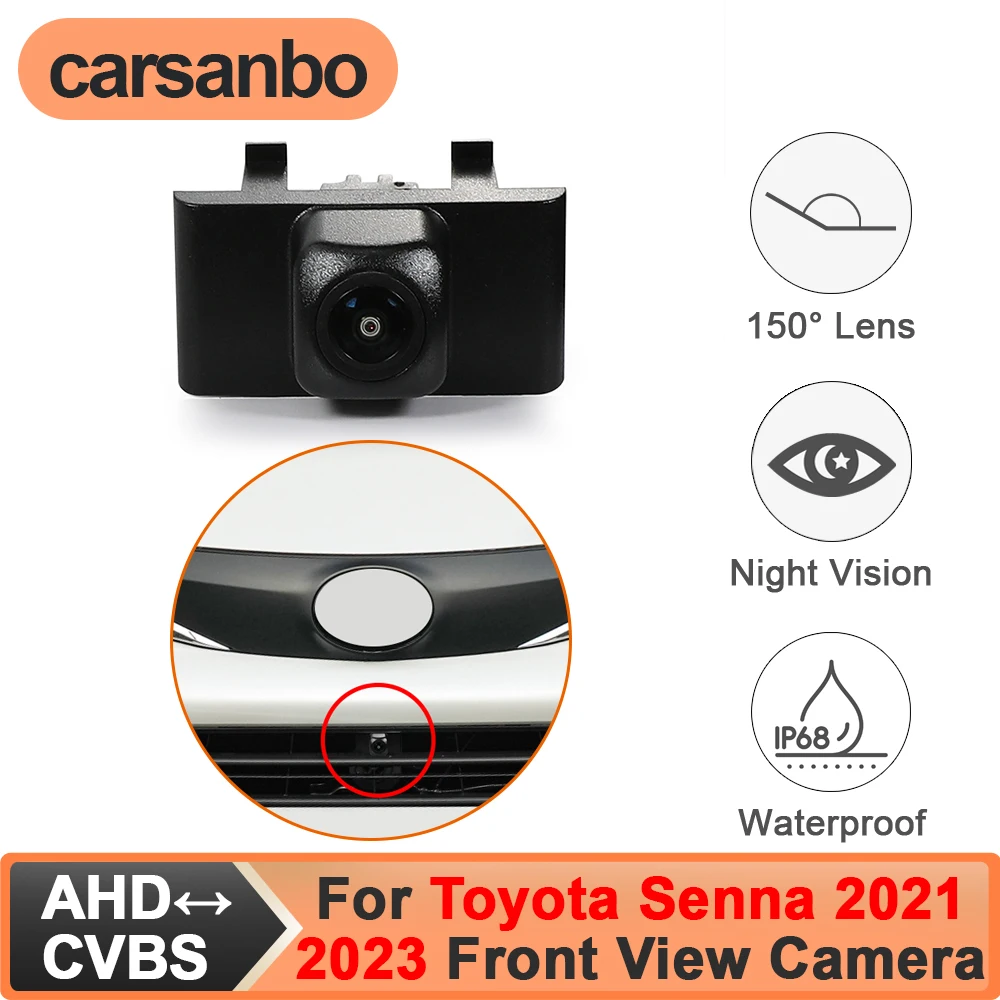 

Камера переднего вида Carsanbo для Toyota Sienna 2021-2023, CCD AHD 150 ° Водонепроницаемая автомобильная камера с объективом типа «рыбий глаз» и ночным видением