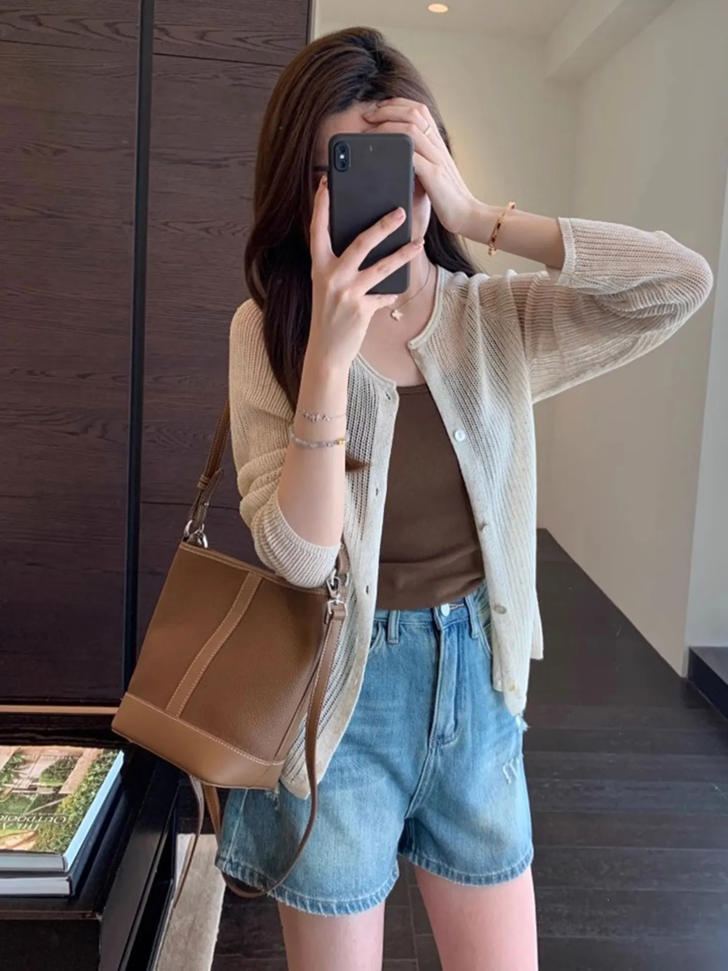 Открытый кардиган для похудения, легкий дышащий солнцезащитный свободный вязаный кардиган, женская модная летняя футболка 202, с одной пуговицей