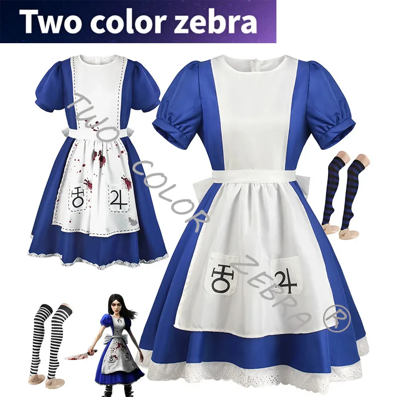 

Anime Alice Madness Returns Cosplay Maid Apron Dress Game Madness Returns Alice Cosplay Costume for Women Girls Halloween Party