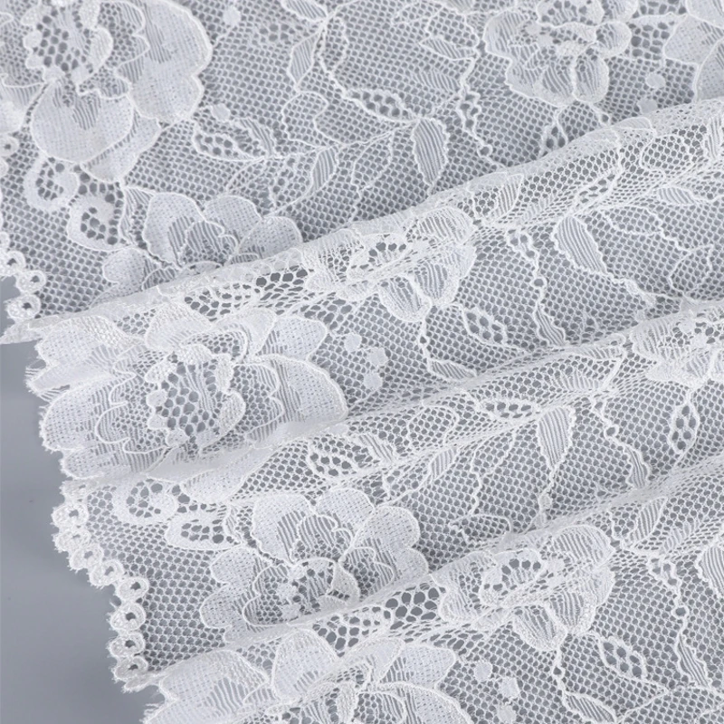 3 \ 5 Yards 21cm schwarz weiß Spitzens toff DIY Handwerk Nähen Dekoration Zubehör für Kleidungs stücke elastische Spitzen besatz – Detail 4