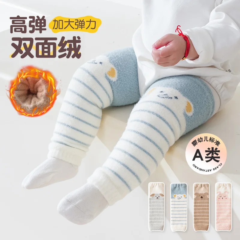 

25 детских осенне-зимних наколенников для ползания, защита колена от падения, полосатые животные, милые подушечки для ног для малышей, детские свободные чулки