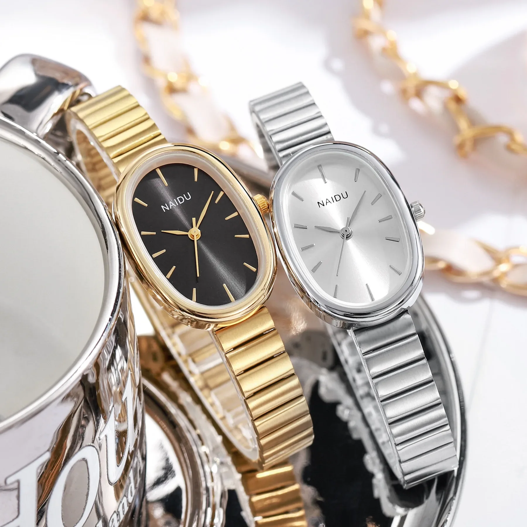 1pc New Fashionable Women's Watch With Gold Bracelet, Vintage & Luxury Ins Style, Elegant & Versatile Quartz Watch Ladies Watch