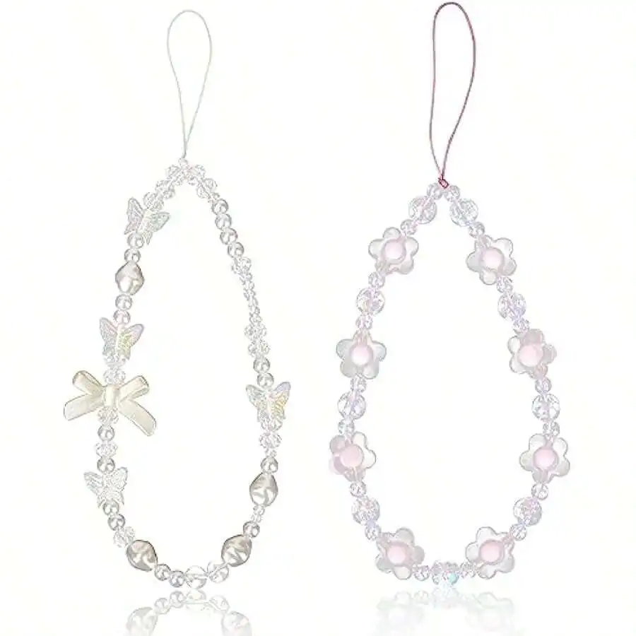 Beaded Phone Wrist Strap with Crystal Charms